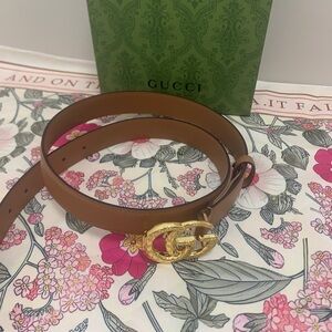 Gucci Tan Leather Belt with Gold Buckle